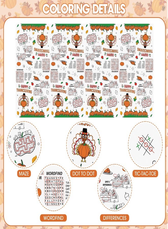 Litmitfu Happy Thanksgiving Coloring Tablecloth for Kids-Giant Thanksgiving Paper Activity Table Cover, Jumbo Fall Turkey Coloring Games Poster Crafts for Thanksgivings Table Decor Party Favors,54 x 108 Inch - Image 4
